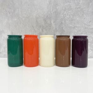 Gobelet en verre réutilisable de 16 oz personnalisable avec logo, pour café glacé, soda, sublimation, multicolore, avec couvercles en plastique et pailles - Product Image 2