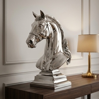 Escultura de Cabeza de Caballo de Acero Inoxidable de Tamaño Real, Acabado Cepillado, Resistente a la Corrosión, Decoración Ecuestre y de Jardín