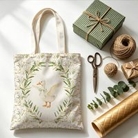 Sac fourre-tout, sacs fourre-tout en toile pour femmes, cadeaux pour les amoureux des oies, sac de courses réutilisable avec motif botanique et animalier Cottagecore