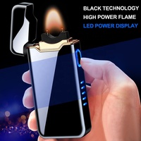 Briquet électrique rechargeable par USB, affichage de la puissance, double arc, plasma, LED, haute capacité, barbecue, voyage