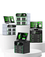 Stasiun sewa Power Bank lapisan Modular, 4 slot berbagi Power Bank stasiun Modular mendukung tumpuk