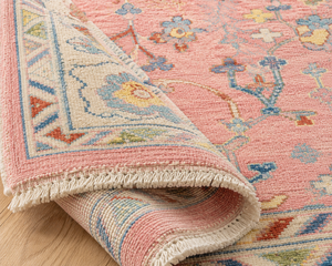 Hand Knotted Abstract Vibrant Pink Oushak Area Rug Artisan Wool for Living <b>Room</b> Bedroom Office - Product Image 1
