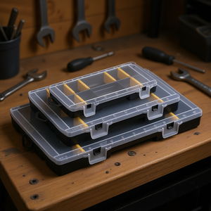 <b>Tool</b> Organizer <b>Storage</b> Case With Clear Lid And Dividers For Workshop <b>Tool</b> Cabinet Use - Product Image 3