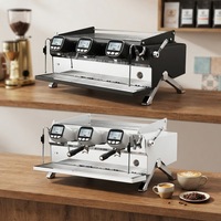 Machine à expresso professionnelle multi-brûleurs, semi-automatique, trois têtes, avec écran d'affichage, pour barista commercial