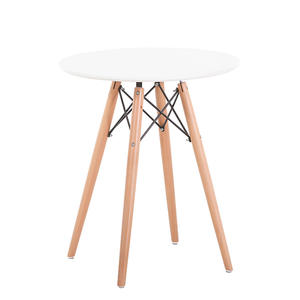 Mesa de Comedor Redonda Moderna con Patas de Madera y Superficie Negra para Sala de Estar, Uso Doméstico, Mueble Combinado Estable - Product Image 5