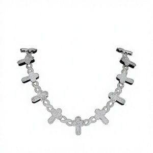 Collar de Cadena de Cuerda con Cruz de Diamantes de Moissanita VVS de Plata Esterlina 925 de 6mm en Oro Blanco para Hombre, Venta al por Mayor de Fábrica - Product Image 3