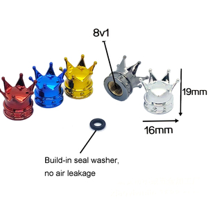 Capuchons de valve de pneu ABS Crown 8V1 Capuchon de tige de valve anti-poussière universel <span class=keywords><strong>Auto</strong></span>/Vélo/Moto 4 pièces 10 couleurs Capuchons de valve de pneu d'air de voiture - Product Image 2