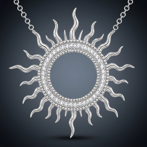 Collar con Colgante de Plata 925 Chapado en Oro de 18K con Moissanita Pacho Sunburst de Corte Brillante, Diseño de Círculo Abierto con Rayos, Certificado GRA - Product Image 3