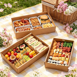 Caja de Papel Kraft Cuadrada Desechable para Alimentos con Tapa de Cierre a Presión, Tamaño Personalizable para Empacar Sushi, Ensaladas, Frutas y Comidas Ligeras - Product Image 3