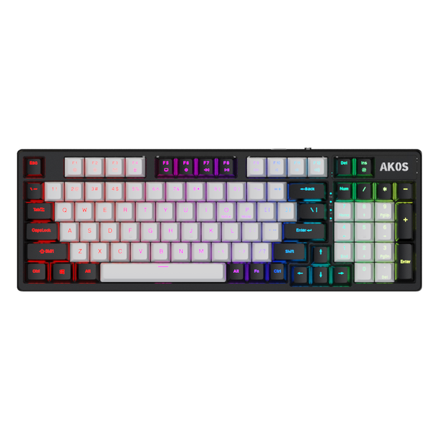 96 Keys 3-mode Red Switch Mechanical Keyboard with Knob RGB Backlit PBT Keycaps Wired RGB Gaming Keyboards for Gamer