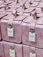 Boîte cadeau en papier brodé jacquard personnalisée, étui de rangement portable, boîte d'emballage cadeau pour souvenirs de mariage, cadeaux de fête