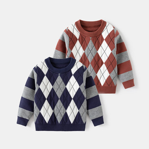 <span class=keywords><strong>Pull</strong></span>-over tendance pour garçon, motif diamant, col rond, nouvelle collection automne-hiver 2024, vente en gros pour enfants - Product Image 1