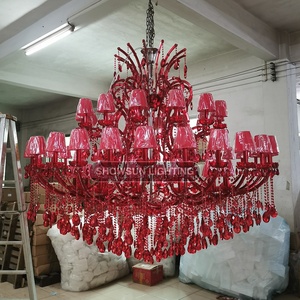 Luxury Crystal Hanging Lobby Hall Large Led Glass Arms Red Maria Teresa Crystal Chandelier <strong>Light</strong> - Product Image 4
