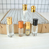 Botol Parfum Oud Attar 3ml Modern dengan Cap Emas Khusus Seni Rakyat Dubai, Tutup Sekrup, dan Cetak Sablon