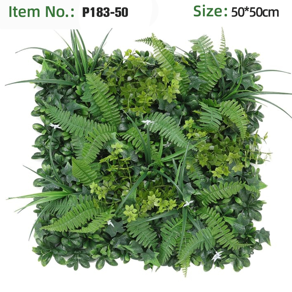 Long Grass Small White Flower Mixed Boxwood Grass Wall Panel