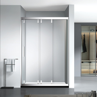 Paroi de douche coulissante double FUSA, 1 panneau fixe, verre trempé 8 mm, cloison de salle de bain, cadre en acier inoxydable 304, directement de l'usine