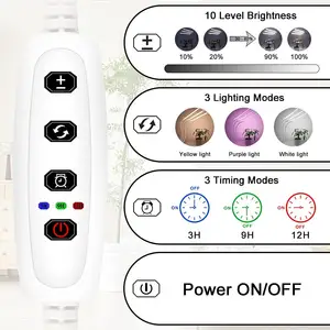 Lampe horticole de croissance LED, 3 têtes réglables, minuterie/connexion usb, spectre complet, intensité variable, éclairage pour culture de plantes, pour l'intérieur et l'extérieur - Product Image 4