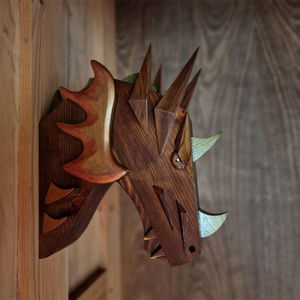 Cabeza de Dragón de Madera Hecha a Mano con Compartimento Secreto, Estante de Pared para <span class=keywords><strong>Escape</strong></span> <span class=keywords><strong>Room</strong></span>, Caja de Tesoro Oculta con Ranura Secreta - Product Image 5