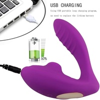 Vibrador de Doble Cabezal con Succión de Silicona Recargable por USB, Mini Estimulador de Clítoris y Punto G, Masajeador con 10 Frecuencias y Control Remoto