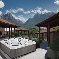 Bañera de hidromasaje Sunrns de lujo para 5 personas al aire libre Spa con 63 Uds. Chorros de hidroterapia Plug Play Balboa función de masaje para uso en el patio trasero