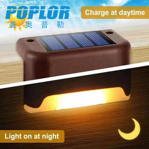 Poplor Solar Step Light Led Wall <b>Mount</b> Outdoor Garden Waterproof With <b>Battery</b> 2 Year Warranty - Product Image 3