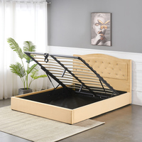 Cadre de lit plateforme King Size rembourré en velours, design moderne élégamment orné, avec tête de lit capitonnée à boutons, disponible en tailles Double et Queen