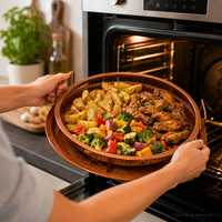 Ensemble de paniers de cuisson ronds en fer, durable, avec poignées, pour four, grill, barbecue et cuisine, avec fonction de récupération des graisses
