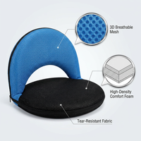 Chaises pliantes portables réglables à siège bas pour plage et pique-nique, en acier, avec assise en mousse et maille, 54x50x38cm, 2.7kg