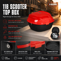 Boîte de rangement arrière étanche rouge et noire pour moto 118L, sacoche arrière en PP pour scooter avec fixation rapide