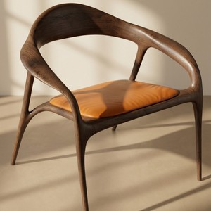 Fauteuil d'appoint en bois de noyer massif de qualité supérieure, accoudoirs incurvés, finition à grain ouvert, mobilier contemporain pour la maison et les centres de villégiature PISANO - Product Image 5