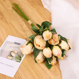 Ramo de Rosas Artificiales, 6 Tallos, 12 Cabezas, Flor de Seda de Alta Simulación, Decoración para Bodas y Hogar, 35 cm de Largo - Product Image 2