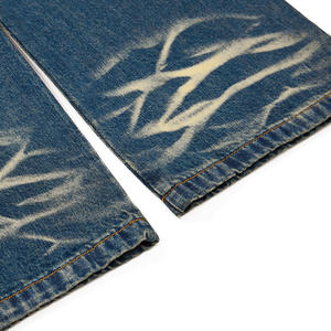 Denim délavé <span class=keywords><strong>blanc</strong></span> jambe large décontracté automne taille moyenne pantalon droit rue Punk rétro vieux vadrouille ample hommes papa <span class=keywords><strong>jean</strong></span> hommes - Product Image 3