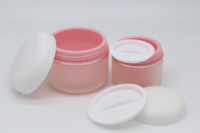 Pot en plastique à double paroi en gros, pot rond rose pour crème pour le visage, emballage, pots cosmétiques vides avec couvercles