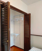 Livraison à Domicile Disponible : Porte Persienne Pliante en PVC et Bois pour Dressing de Chambre, Cloison à Ouverture Horizontale pour Intérieur
