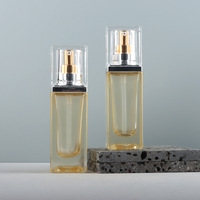 Flacon carré en verre cosmétique à fond épais de 30 ml avec pompe pulvérisatrice et diffuseur à bâtonnets, sérigraphie, emballage en gros pour mascara