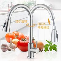 Robinet de Cuisine en Acier Inoxydable, À Douchette Extractible pour Eau Froide et Chaude