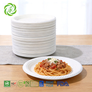LVHE Corn Starch <strong>Disposable</strong> Biodegradable 6-10Inch <strong>Plate</strong> Sets Dinnerware Eco-Friendly Microwavable Heavy Duty Food Tray - Product Image 1