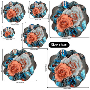 Tapis rond en mousse à poils coupés, imprimé floral moderne, personnalisé BT1028, fabricant OEM ODM, tapis doux pour salon et chambre à coucher - Product Image 2