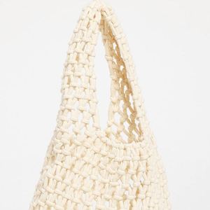 Bolso Tote Mini de Algodón para Mujer, Diseño de Moda para Playa de Verano, Otoño/Invierno, Patrón Sólido, Personalizado, de Malla de Algodón, Ligero, con Parte Superior Abierta - Product Image 2