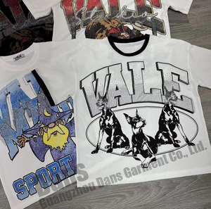 Custom Hip Hop Streetwear Jumbo Screen Print gráfico con diamantes de imitación camiseta Pour Hommes algodón pesado camiseta de gran tamaño para los hombres - Product Image 3