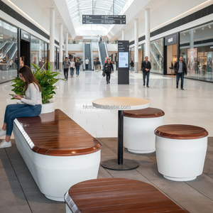 GRC Outdoor Furniture <b>Table</b> Bench <b>Set</b> for Commercial Patio Park & Hotel Lobby-Modern Design Durable Seating - Product Image 5