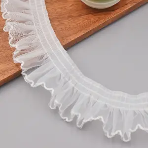 Manufacturer Direct Selling Elastic Pleated Lace Trim Fashion Garments Lace For Traditional Apparel