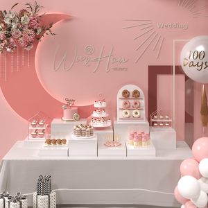 Présentoirs sur mesure blancs en acrylique pour gâteaux, plateaux, buffets, traiteurs, présentation <span class=keywords><strong>de</strong></span> bijoux et vente au détail - Product Image 5