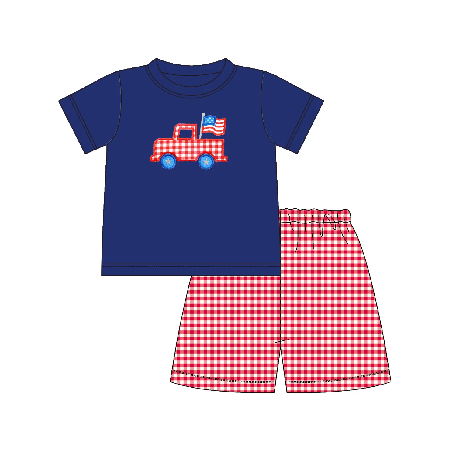 Boutique Baby Boy shirt + Shorts Suit Boy Clothes July 4th Summer Children's Baby Boy Clothes 2 Pcs