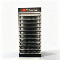 Vitrine en bois noir pour magasin de tabac avec distributeur automatique de cigarettes en acrylique et éclairage LED, écologique