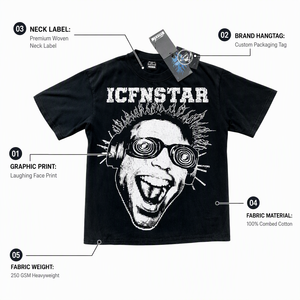 Camiseta de Hombre Estilo Hip-Hop Urbano, 100% Algodón, Corte Regular, Manga Corta, Cuello Redondo, Estampada, Informal, Estilo Urbano con Estrella - Product Image 3