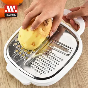 Haixin Hot Selling Industrial Manual Cheap Stainless Steel Blade Plastic Vegetable Cheese Potato Carrot Grater With Box