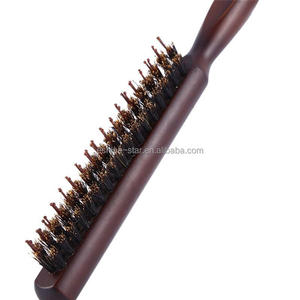 Cepillo de pelo de cerdas de jabalí natural con mango de madera y logotipo personalizado - Product Image 4