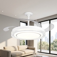 Ventilateur de plafond invisible avec éclairage, style nordique, en ABS, pour salon, salle à manger, chambre à coucher – Vente en gros usine