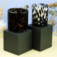 Vaisseaux à imprimé léopard de haute qualité cadeaux de noël bocaux à bougies vides avec couvercle et boîtes emballage de luxe